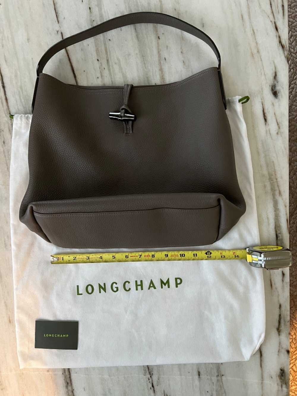 Longchamp Roseau Essential Leather Hobo - Gray